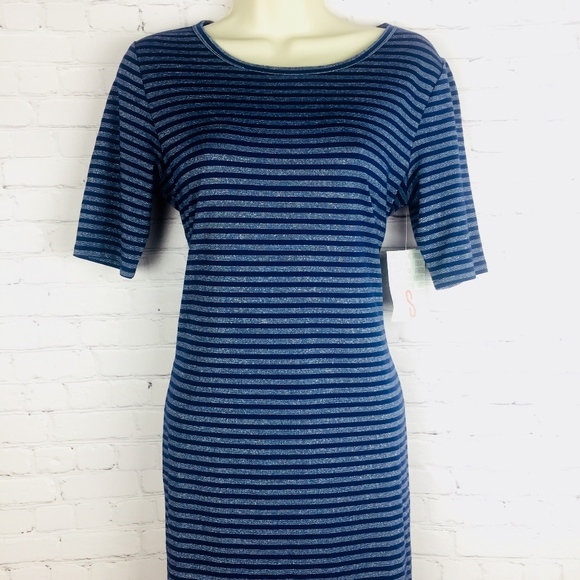 Metallic Silver & navy LIMITED soft sheath T dress - Picture 5 of 8